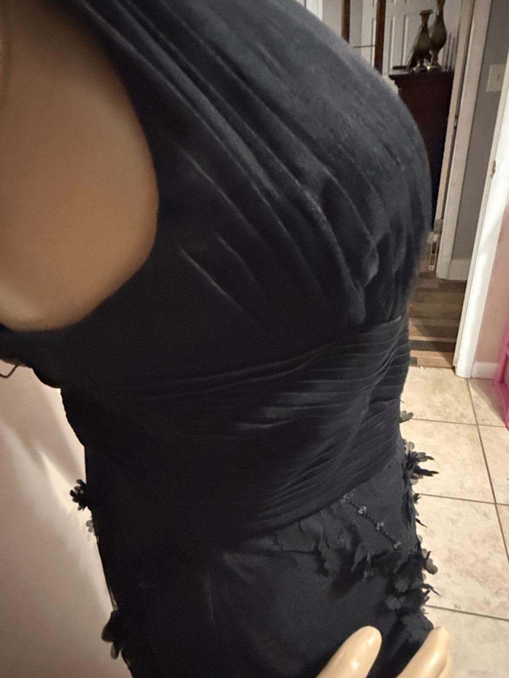 Aidan Mattox Black V-Neck Embellished Gown - Picture 5 of 8